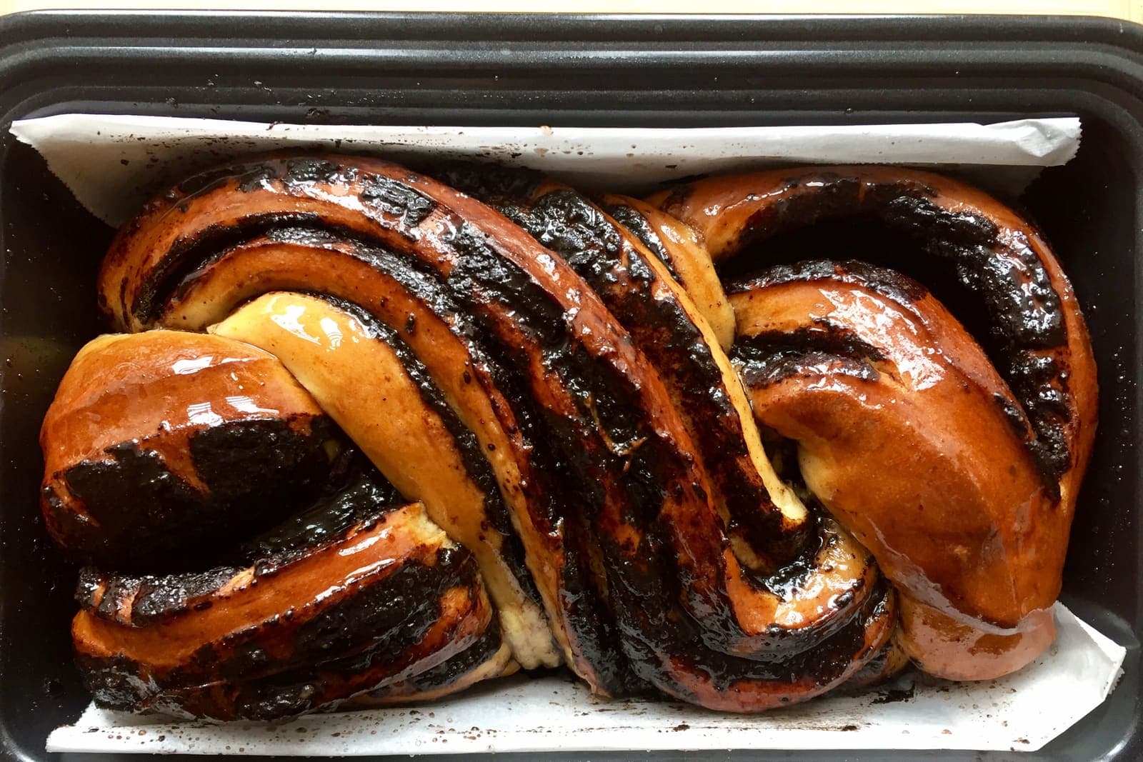 A chocolate-swirled bake with a rich cocoa glaze.
