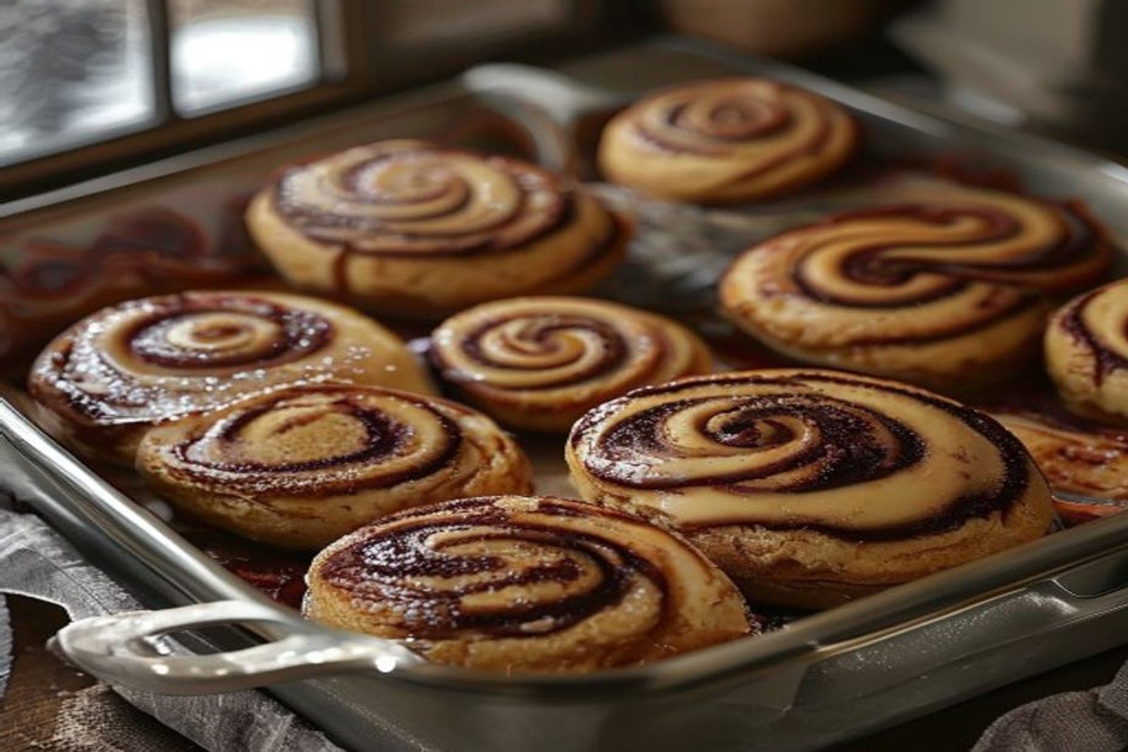 gingerbread cinnamon rolls with dark molasses spiced dough and swirl (AI-generated editorial image)