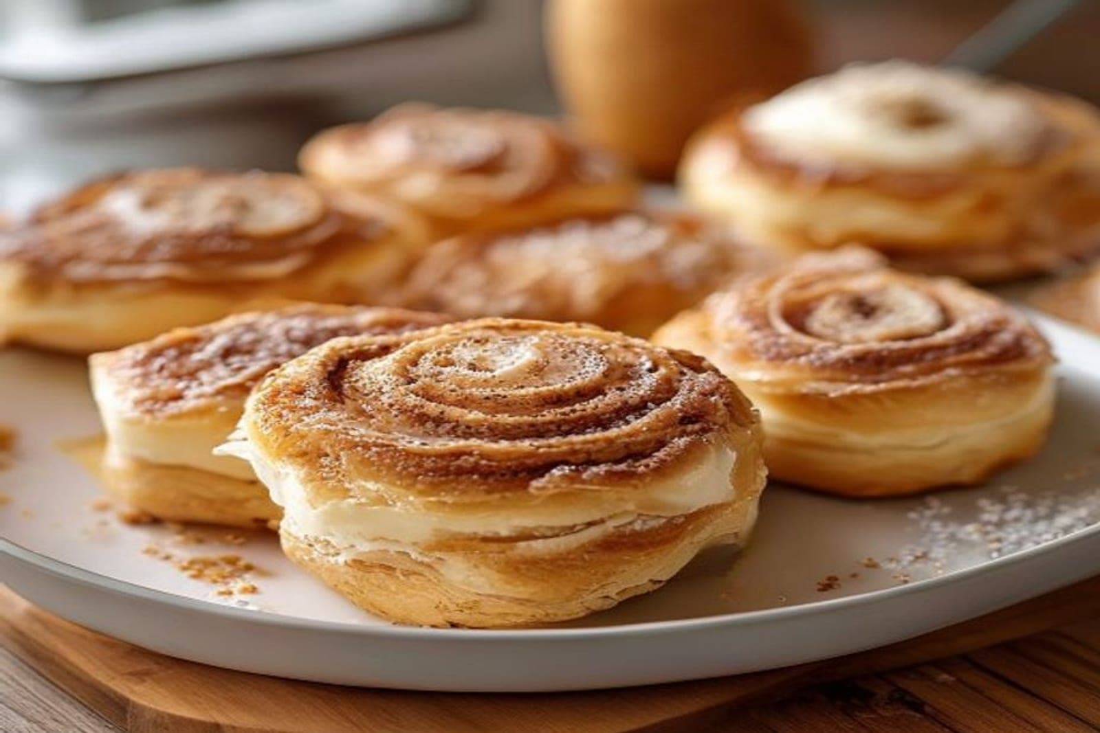 a pan of grain-free keto cinnamon rolls made with almond-flour fathead dough (AI-generated editorial image)