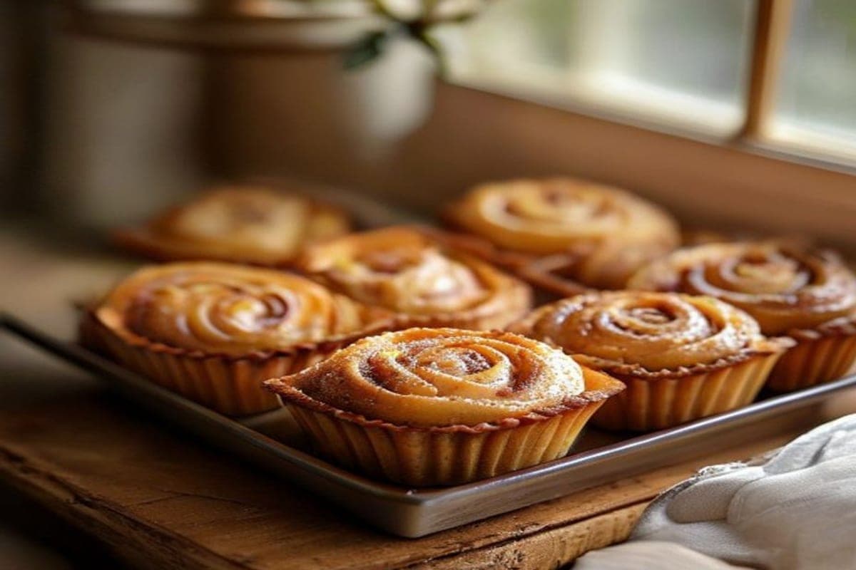tiny shaped mini cinnamon rolls in a mini muffin tin before baking (AI-generated editorial image)